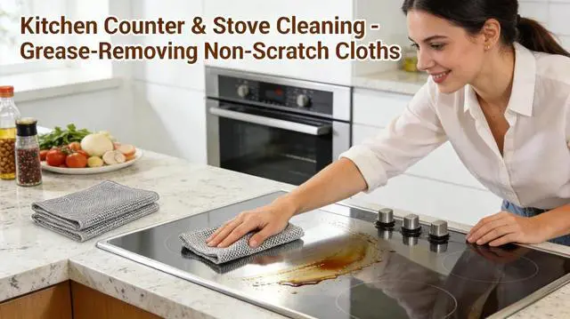 Alt view image 2 of 7 - Metal Mesh Cleaning Cloths, 10-Pack 7.9" Dual-Layer Scrubbers | Steel wire & chemical fibers, non-scratch, 2-layer, 7.9" x 7.9", for dishes, cookware, stovetops, sinks, reusable