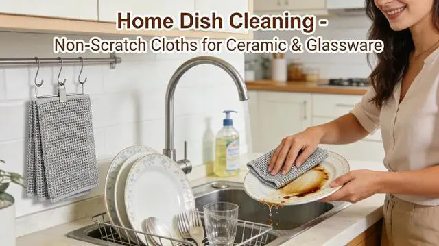 Alt view image 4 of 7 - Metal Mesh Cleaning Cloths, 10-Pack 7.9" Dual-Layer Scrubbers | Steel wire & chemical fibers, non-scratch, 2-layer, 7.9" x 7.9", for dishes, cookware, stovetops, sinks, reusable