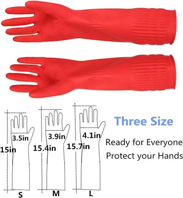 Alt view image 2 of 7 - Rubber Cleaning Gloves Kitchen Dishwashing Glove 2-Pairs And Cleaning Cloth 2-Pack,Waterproof Reuseable.(Small)
