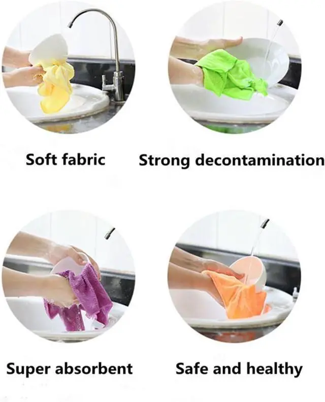 Alt view image 6 of 7 - Rubber Cleaning Gloves Kitchen Dishwashing Glove 2-Pairs And Cleaning Cloth 2-Pack,Waterproof Reuseable.(Small)