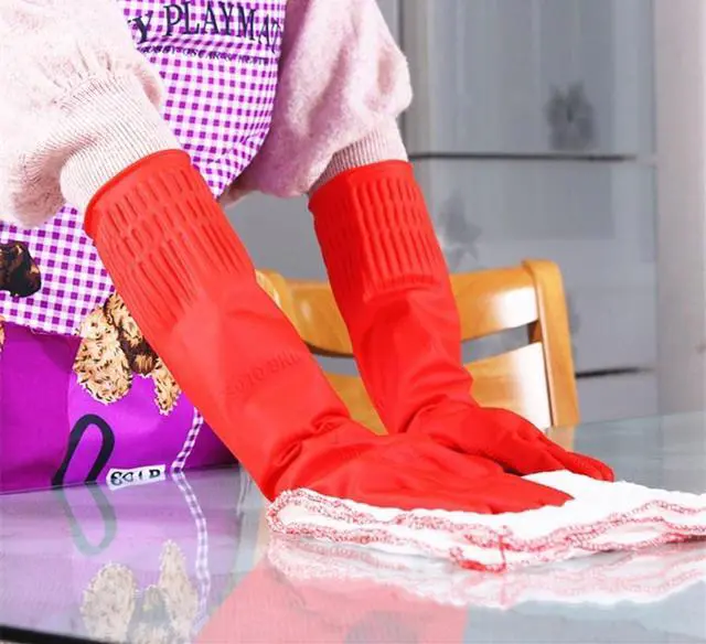 Alt view image 5 of 7 - Rubber Cleaning Gloves Kitchen Dishwashing Glove 2-Pairs And Cleaning Cloth 2-Pack,Waterproof Reuseable.(Small)