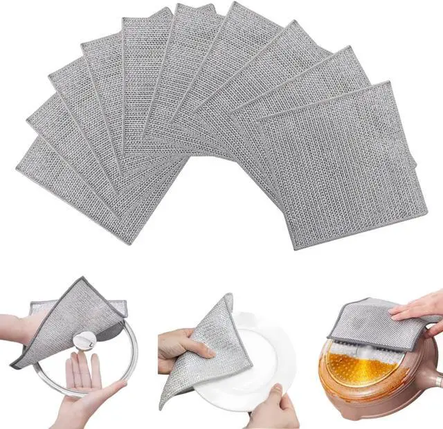 Alt view image 3 of 3 - Non Scratch Wire Dishcloth, Wire dishwashing rag | Scrubs & Cleans for Dishes, Sinks, Counters, Stove Tops, Easy Rinsing, Durable (12PCS)