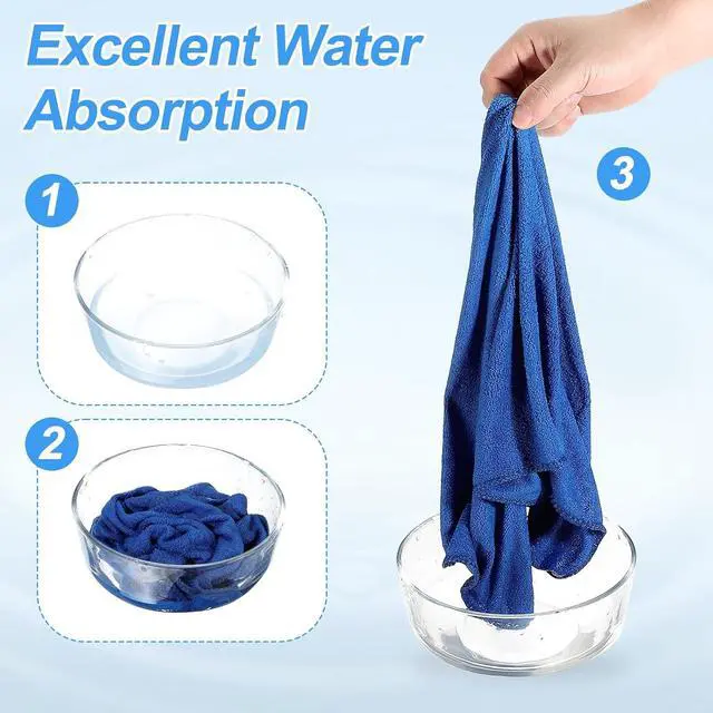 Alt view image 4 of 7 - HARFINGTON 6 Pack Microfiber Cleaning Cloth, 8" x 8" Multi-Functional Cleaning Towels Reusable Absorbent Rags with Hook for Car Wash Kitchen Household Window Clean, Sapphire Blue