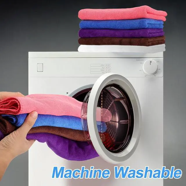 Alt view image 5 of 7 - HARFINGTON 6 Pack Microfiber Cleaning Cloth, 8" x 8" Multi-Functional Cleaning Towels Reusable Absorbent Rags with Hook for Car Wash Kitchen Household Window Clean, Sapphire Blue