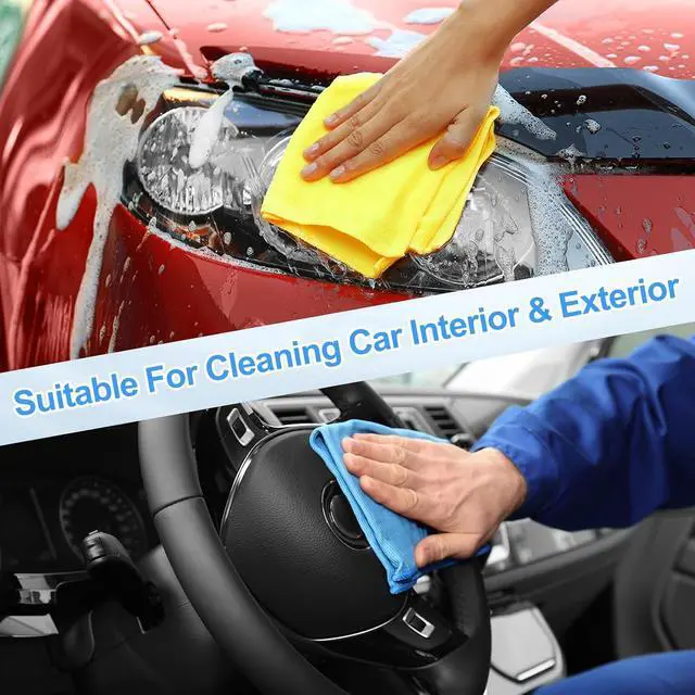 Alt view image 6 of 7 - HARFINGTON 6 Pack Microfiber Cleaning Cloth, 8" x 8" Multi-Functional Cleaning Towels Reusable Absorbent Rags with Hook for Car Wash Kitchen Household Window Clean, Sapphire Blue