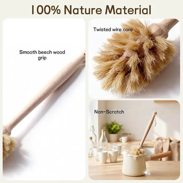 Alt view image 3 of 7 - Bottle Brush Cleaner,Solid Beech Wood Handle Tapered, Non-Scratch for Cleaning Coffee Cups,Mason,Thermos,Glass Bottle,Beer Bottles,Wine Bottles