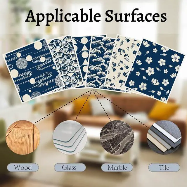 Alt view image 4 of 7 - 6PCS 6 Styles Blue Swedish Dish Cloths Bulk Flowers Japanese Pattern Reusable Dish Towels Quick Drying Absorbent Decorative Kitchen Sponge Cleaning Cloths for Home Countertop Bathroom Use