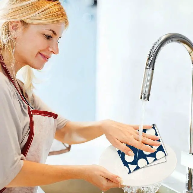 Alt view image 6 of 7 - 6PCS 6 Styles Blue Swedish Dish Cloths Bulk Flowers Japanese Pattern Reusable Dish Towels Quick Drying Absorbent Decorative Kitchen Sponge Cleaning Cloths for Home Countertop Bathroom Use