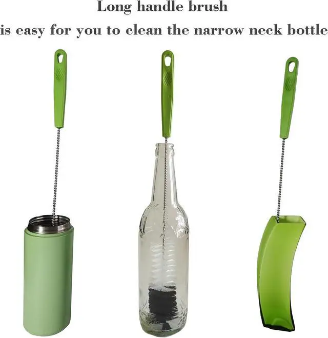 Alt view image 2 of 7 - Long Handle Cleaning Brush - 16" Narrow Bottle & Cup Scrubber, Hummingbird Feeder & Meat Grinder Cleaner, Pipe Brush