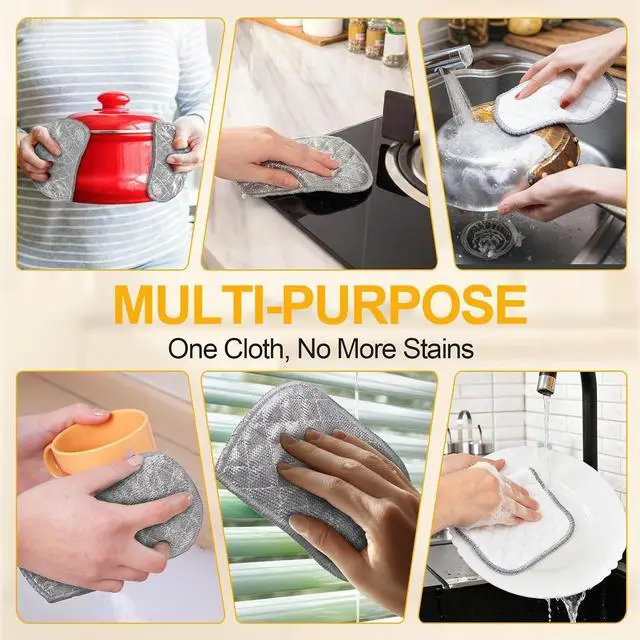 Alt view image 7 of 7 - 15 Pcs Multipurpose Wire Dishwashing Rag, Non Scratch Wire Dishcloth | Wet & Dry for Cookware, Sinks, Dishes, Pots, Pans, Reusable