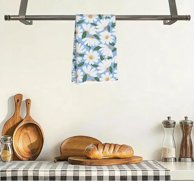 Alt view image 4 of 7 - Daisy Floral Kitchen Towels, Flower Dish Tea Hand Towels for women family | Reusable Waffle Weave Microfiber Absorbent Hand Tea Dish Towels for Kitchen Bathroom Decor, flower Lovers Gifts 24x14 Inch