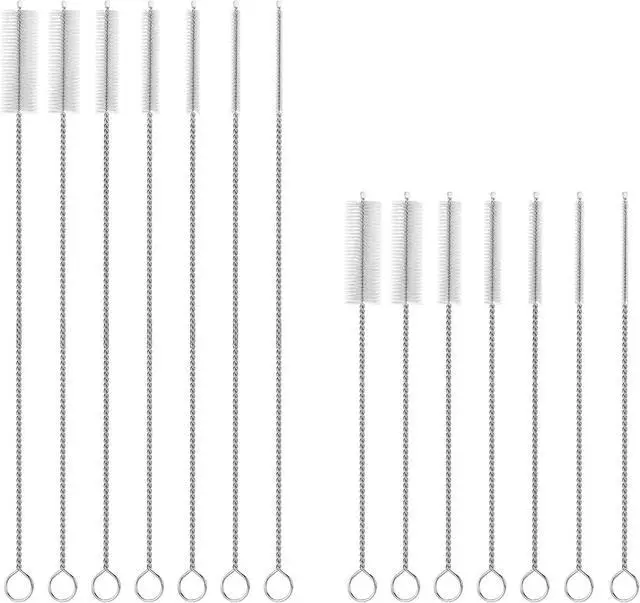 Main image of 14 Pack Straw Cleaner Brush Set, 8 Inch and 12 Inch Multi-Size Flexible Nylon Cleaning Brushes, Rust-Proof Stainless Steel for Tumbler Cup, Sippy Cup, Water Bottle and Pipe