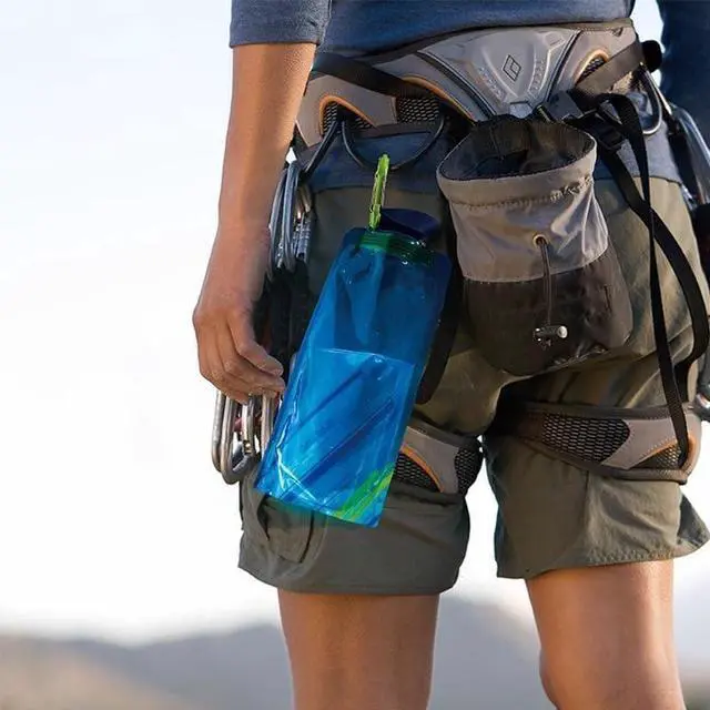 Alt view image 3 of 7 - Collapsible Water Bottles for Travel 23oz Foldable Water Bottle with Carabiner,Leakproof BPA-Free Water Jup, Portable Reusable Water Bottle for Hiking,Sports,Camping,Biking (3)