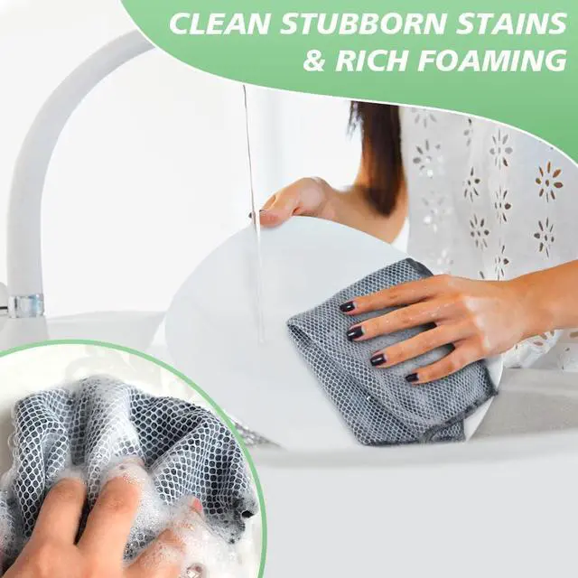 Alt view image 5 of 7 - SINLAND Dish Cloth for Washing Dishes Kitchen Washcloth Cleaning Cloth | 12x12inch 5pack Kitchen Towels Rags, Microfiber Cleaning Cloths, Wash Cloths with Poly Scour Side, Wholesale, Dark Grey