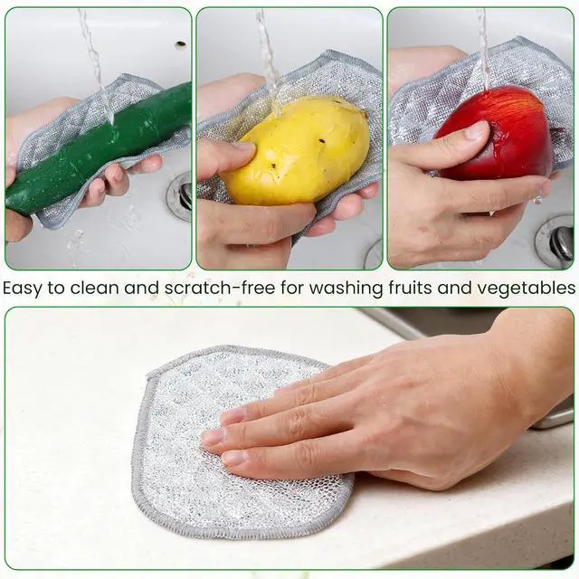 Alt view image 3 of 7 - TIESOME 10Pcs Double Side Non Scratch Wire Dishcloth Reusable Washing Cloth | Newly Upgraded Multipurpose Wire Dishwashing Rags for Wet and Dry Round Wire Washing Cloth for Kitchen, Sinks, Pots, Pans