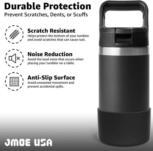 Alt view image 2 of 7 - Jmoe USA Silicone Boot for Yeti Rambler Jr 12oz and 18oz Bottle | 2mm Sleeve | Anti-Slip Boot | Protector for the Bottom of your Bottle | Protects Against Damage | BPA Free Silicone (Black)