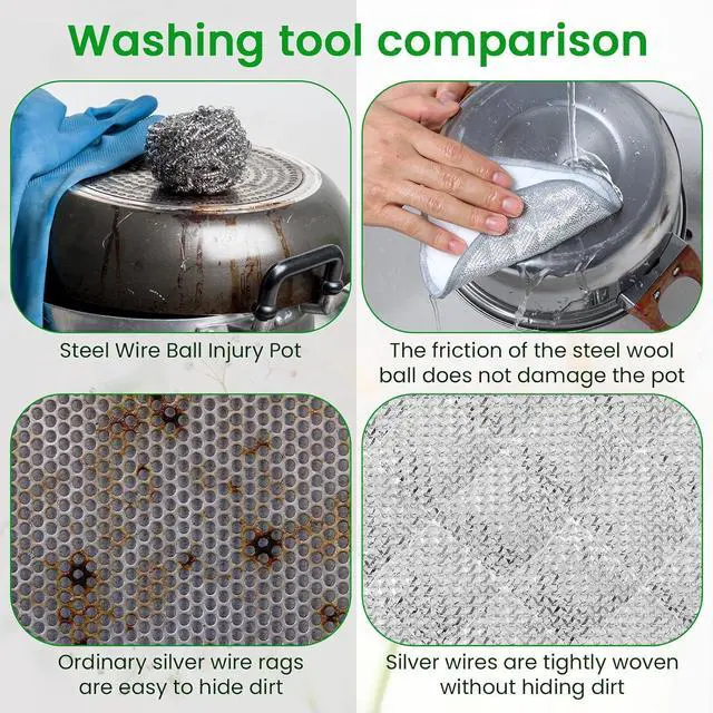 Alt view image 6 of 7 - TIESOME 10Pcs Double Side Non Scratch Wire Dishcloth Reusable Washing Cloth | Newly Upgraded Multipurpose Wire Dishwashing Rags for Wet and Dry Round Wire Washing Cloth for Kitchen, Sinks, Pots, Pans