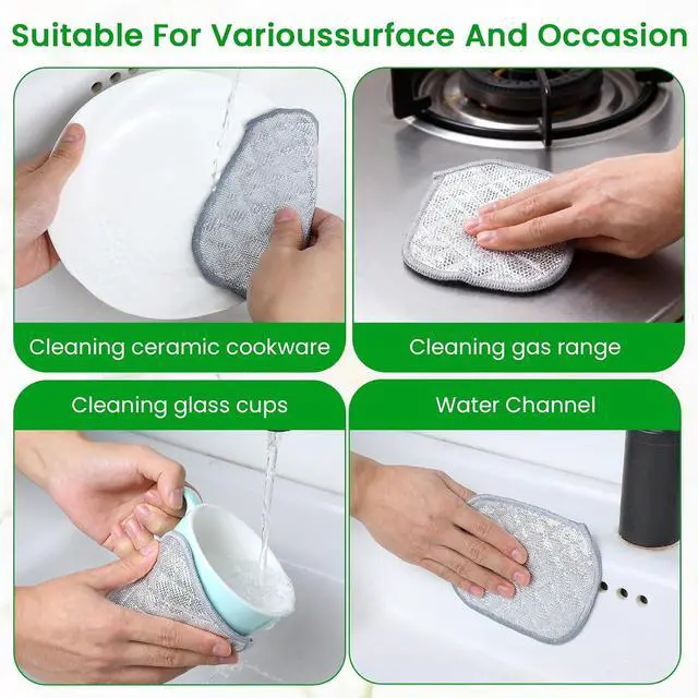 Alt view image 7 of 7 - TIESOME 10Pcs Double Side Non Scratch Wire Dishcloth Reusable Washing Cloth | Newly Upgraded Multipurpose Wire Dishwashing Rags for Wet and Dry Round Wire Washing Cloth for Kitchen, Sinks, Pots, Pans