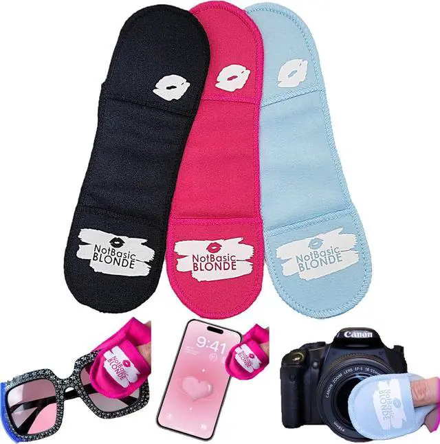Main image of Eyeglass Cleaning Cloth, 3 Pack, Soft Microfiber, Anti-Scratch, Lens Cleaning Wipes, Screen, Glasses, Lens Wipes, Finger Mitts - GlamMitt by FLEISHER'S x NotBasicBLONDE Collab