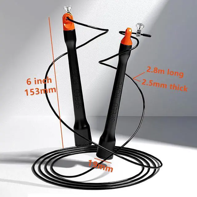 Alt view image 2 of 7 - Ultra-Light Speed Rope Jump Rope with Black Ergonomic Handles,PVC Cable, Adjustable Length, for Cardio Training, CrossFit, Boxing