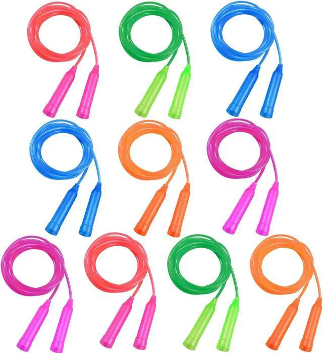 Alt view image 5 of 7 - Aneco 10 Pack Kids Jump Rope Set Colorful Outdoor Jump Ropes 7.3 Feet Jumping Ropes Great Birthday Party Sports Activities Favors Gift