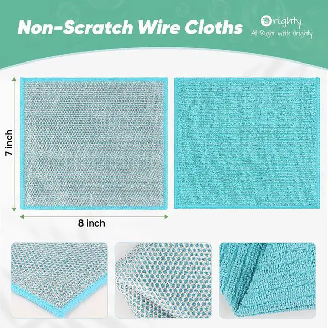Alt view image 2 of 7 - Orighty Dish Cloths, 24 Pack Double-Layer Metal Dish Rags, 7"x8" | Multipurpose Wire Dishwashing Rag, Upgraded Non-Scratch Wire Cleaning Cloths, Dishcloth Rag Scrubber for Kitchen, Cookware