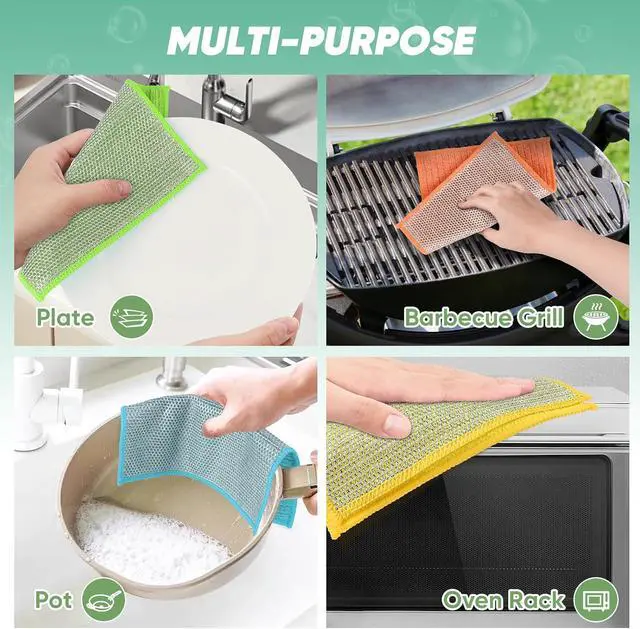 Alt view image 7 of 7 - Orighty Dish Cloths, 24 Pack Double-Layer Metal Dish Rags, 7"x8" | Multipurpose Wire Dishwashing Rag, Upgraded Non-Scratch Wire Cleaning Cloths, Dishcloth Rag Scrubber for Kitchen, Cookware