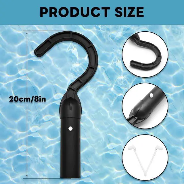 Alt view image 2 of 7 - Hook for All Robotic Pool Cleaner,Pool Hook for Poles Compatible with All Pool Cleaner Pool Vacuum (Black(1 Pack))