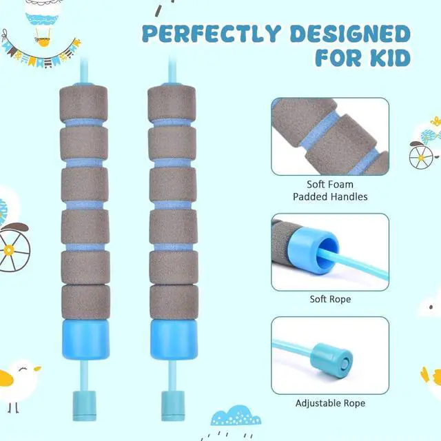 Alt view image 3 of 7 - Flintronic Skipping Ropes for Children, 2 Pack Adjustable Jumping Rope for Kids, 2.6m Skipping Rope with Skin-Friendly Foam Handles, Soft Jump Rope for Girls Boys Exercise Workout Outdoor