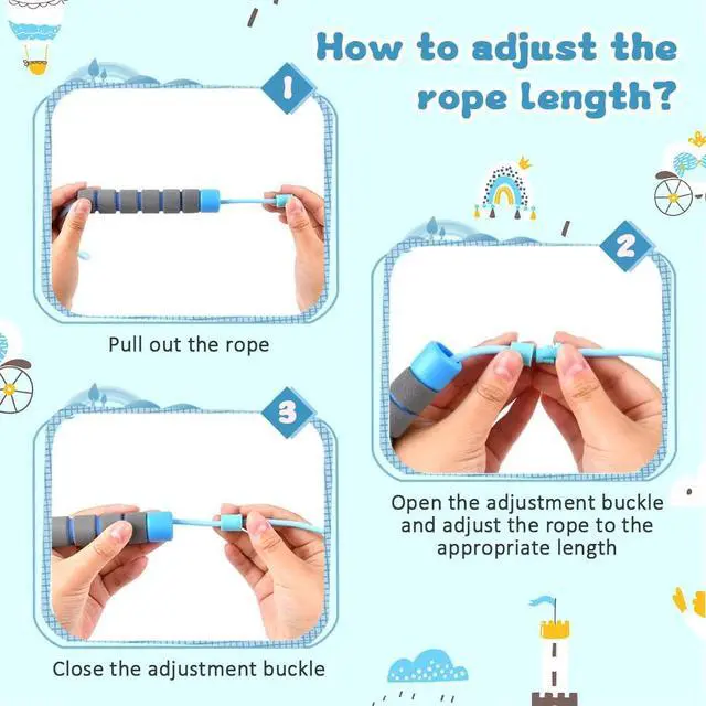 Alt view image 4 of 7 - Flintronic Skipping Ropes for Children, 2 Pack Adjustable Jumping Rope for Kids, 2.6m Skipping Rope with Skin-Friendly Foam Handles, Soft Jump Rope for Girls Boys Exercise Workout Outdoor