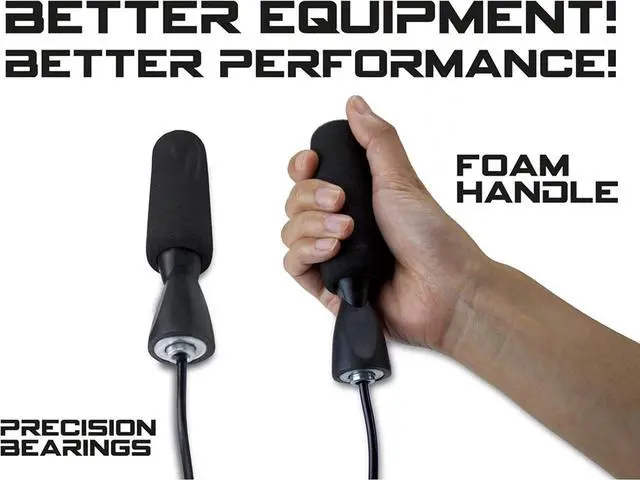 Alt view image 7 of 7 - Crown Sporting Goods Deluxe Speed Jump Rope with Precision Bearings and Foam Handles