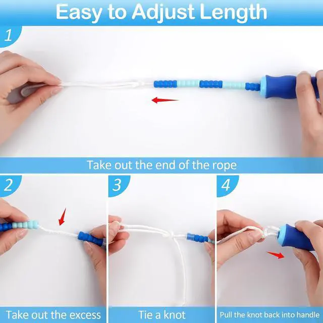Alt view image 2 of 7 - Jump Rope for Kids, Adjustable Jump Ropes for 4 5 6 7 8 10 12, Tangle Free | Jumping Rope Age 8-12, Segmented Soft Beaded Skipping Rope for Women Fitness
