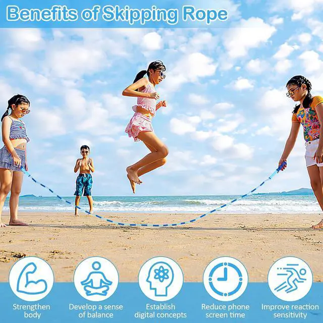 Alt view image 4 of 7 - Jump Rope for Kids, Adjustable Jump Ropes for 4 5 6 7 8 10 12, Tangle Free | Jumping Rope Age 8-12, Segmented Soft Beaded Skipping Rope for Women Fitness