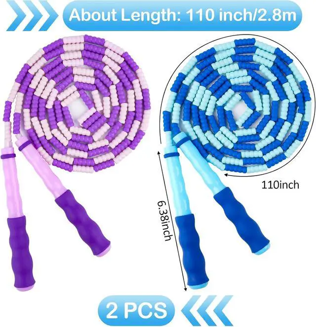 Alt view image 7 of 7 - Jump Rope for Kids, Adjustable Jump Ropes for 4 5 6 7 8 10 12, Tangle Free | Jumping Rope Age 8-12, Segmented Soft Beaded Skipping Rope for Women Fitness