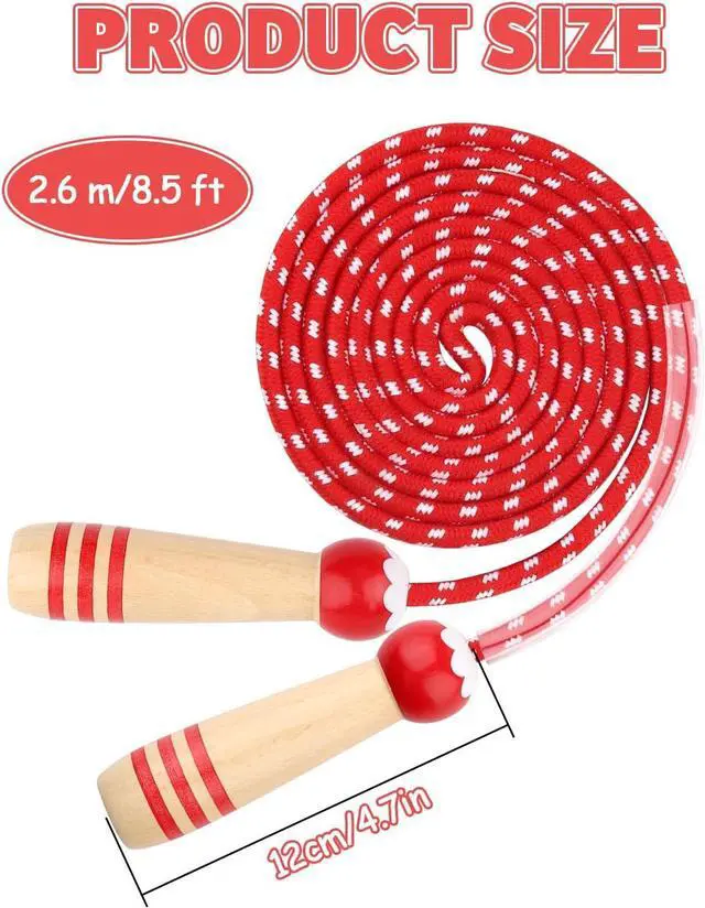 Alt view image 2 of 7 - Jump Rope for Kids, Lorvain Adjustable Skipping Rope | Kids Jump Ropes with Wooden Handle for Girls Boys, Weighted Jumping Ropes for Fitness Workout Exercise Outdoor Fun Activity