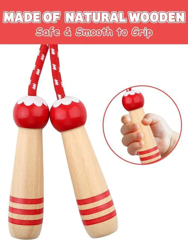 Alt view image 4 of 7 - Jump Rope for Kids, Lorvain Adjustable Skipping Rope | Kids Jump Ropes with Wooden Handle for Girls Boys, Weighted Jumping Ropes for Fitness Workout Exercise Outdoor Fun Activity