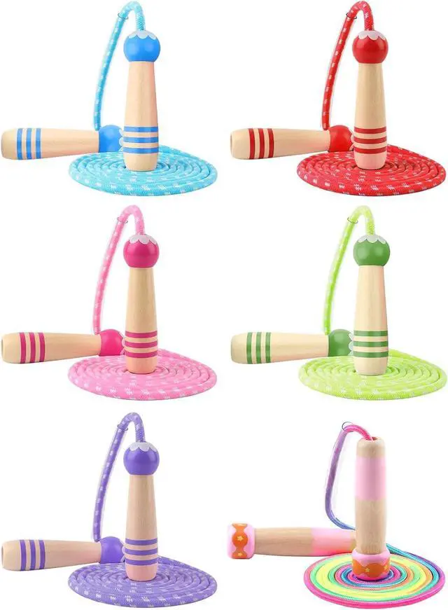 Alt view image 7 of 7 - Jump Rope for Kids, Lorvain Adjustable Skipping Rope | Kids Jump Ropes with Wooden Handle for Girls Boys, Weighted Jumping Ropes for Fitness Workout Exercise Outdoor Fun Activity