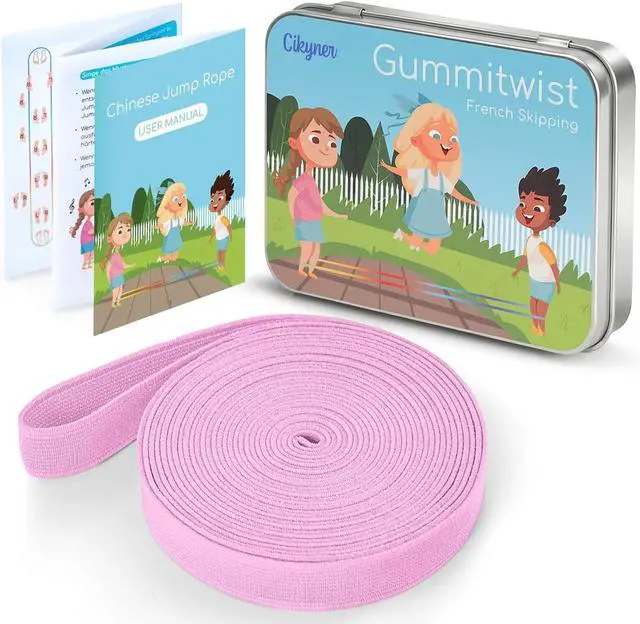 Main image of Cikyner Chinese Jump Rope, 4m Elastic French Skipping with Instructions | 1.5cm Wide Elastic Chinese Ropes Rubber Band for Indoor and Outdoor Games, Ideal for Gifts for Children on Easter, Birthday