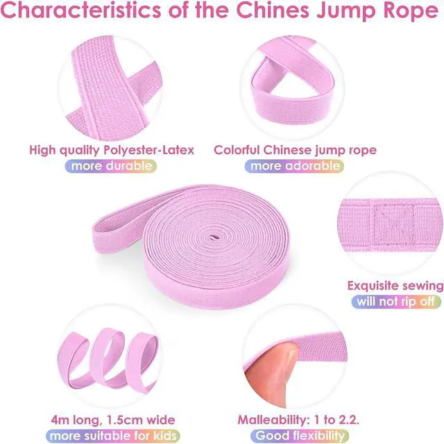 Alt view image 2 of 7 - Cikyner Chinese Jump Rope, 4m Elastic French Skipping with Instructions | 1.5cm Wide Elastic Chinese Ropes Rubber Band for Indoor and Outdoor Games, Ideal for Gifts for Children on Easter, Birthday