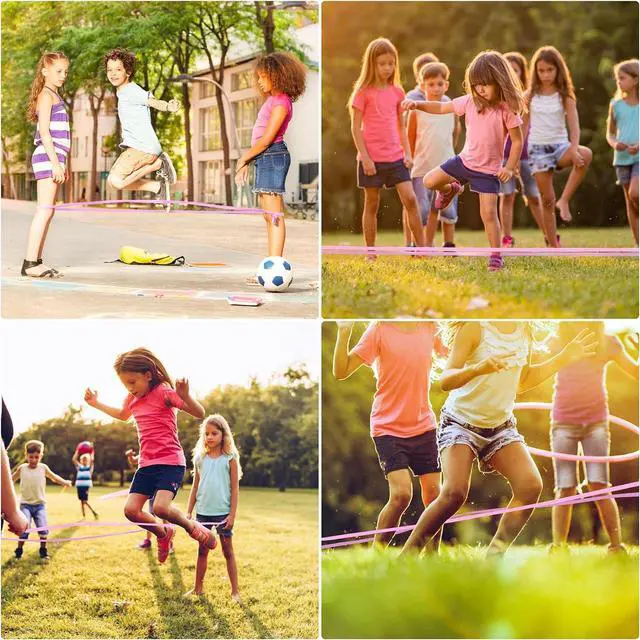 Alt view image 7 of 7 - Cikyner Chinese Jump Rope, 4m Elastic French Skipping with Instructions | 1.5cm Wide Elastic Chinese Ropes Rubber Band for Indoor and Outdoor Games, Ideal for Gifts for Children on Easter, Birthday