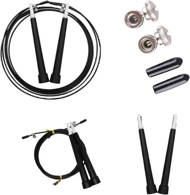 Alt view image 4 of 7 - 2 Pair Speed Jump Rope Handles Replacement Grip with Cable Mount Screw Rubber End Cap for Speed Jumping Rope Exercise Skipping Ropes Stainless Steel 2.5mm Wire Cord Repair Parts