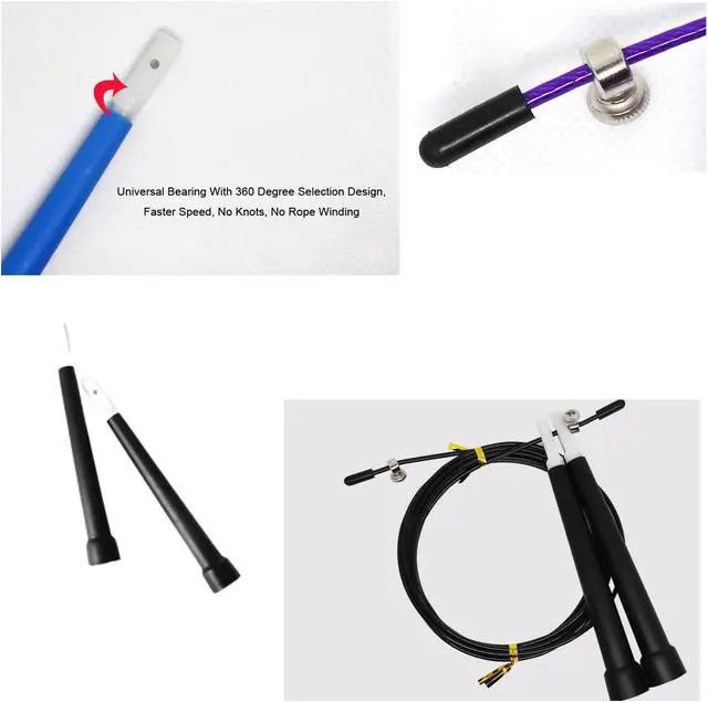 Alt view image 5 of 7 - 2 Pair Speed Jump Rope Handles Replacement Grip with Cable Mount Screw Rubber End Cap for Speed Jumping Rope Exercise Skipping Ropes Stainless Steel 2.5mm Wire Cord Repair Parts