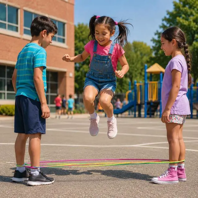 Alt view image 4 of 7 - The Dreidel Company Chinese Jump Rope (2-Pack), 28 Inch, Thick Elastic Ropes Kids Fitness, Great for Outdoor Play
