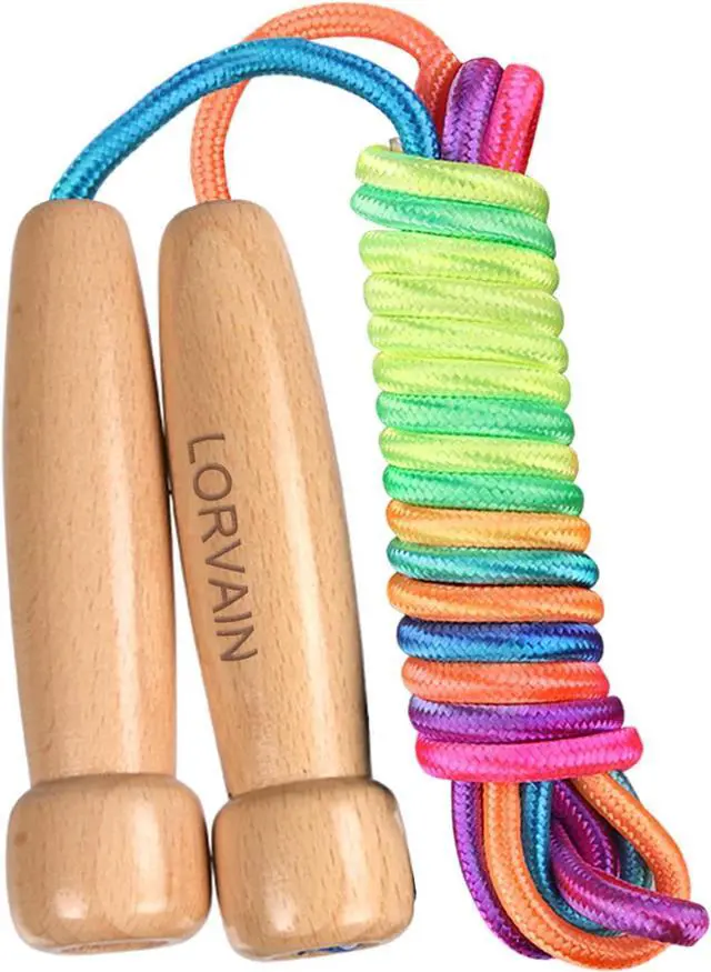 Main image of Lorvain Jump Rope for Kids,Adjustable Kids Jump Ropes for Fitness Activity | Cotton Skipping Rope with Wooden Handle for Girls Boys Toddler Outdoor Fun Activities Exercise