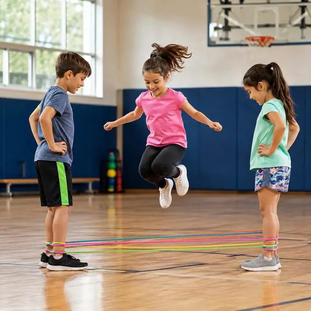 Alt view image 6 of 7 - The Dreidel Company Chinese Jump Rope (2-Pack), 28 Inch, Thick Elastic Ropes Kids Fitness, Great for Outdoor Play