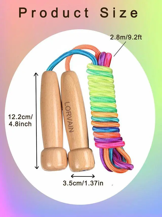 Alt view image 2 of 6 - Lorvain Jump Rope for Kids,Adjustable Kids Jump Ropes for Fitness Activity | Cotton Skipping Rope with Wooden Handle for Girls Boys Toddler Outdoor Fun Activities Exercise