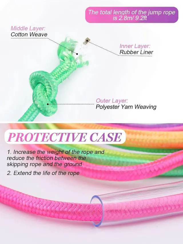 Alt view image 3 of 6 - Lorvain Jump Rope for Kids,Adjustable Kids Jump Ropes for Fitness Activity | Cotton Skipping Rope with Wooden Handle for Girls Boys Toddler Outdoor Fun Activities Exercise