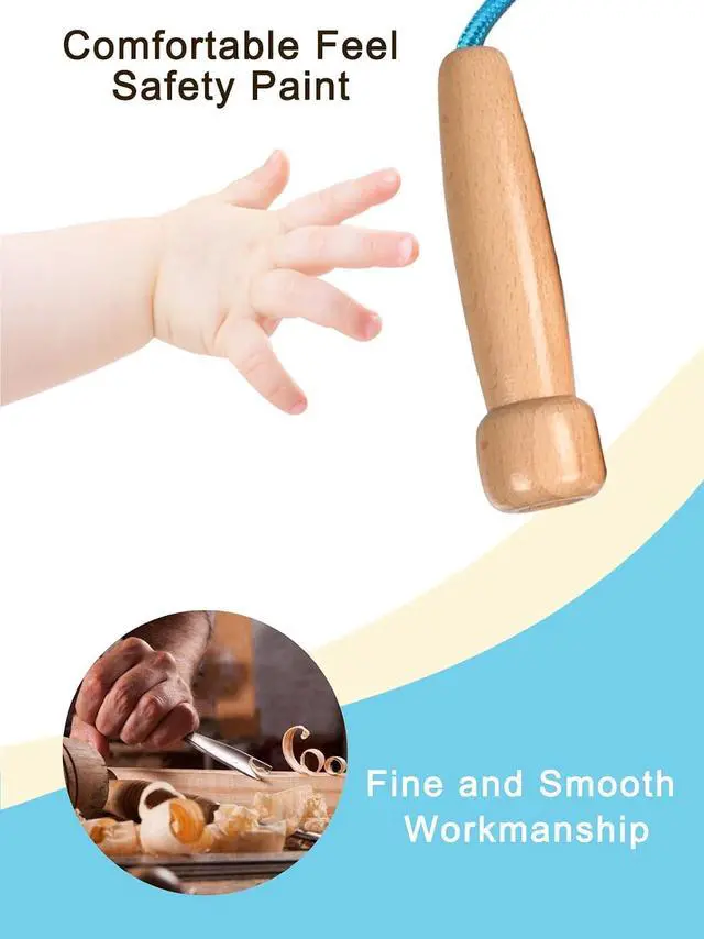 Alt view image 4 of 6 - Lorvain Jump Rope for Kids,Adjustable Kids Jump Ropes for Fitness Activity | Cotton Skipping Rope with Wooden Handle for Girls Boys Toddler Outdoor Fun Activities Exercise