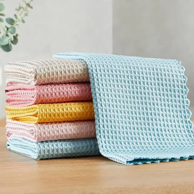 Main image of JOYMOOP Microfiber Cleaning Cloth, Reusable Absorbent Microfiber Cleaning Cloths, Kitchen Dish Cloth Waffle Weave 5 Pack, Mixed Color, 9.8×9.8inch