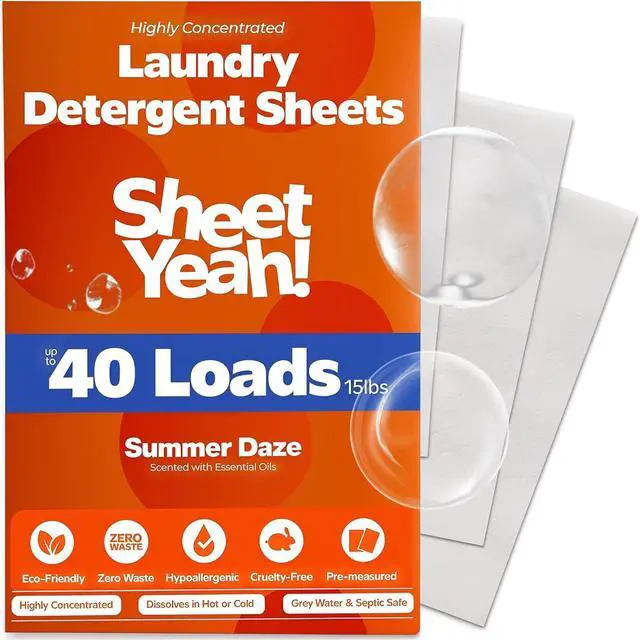 Main image of Laundry Detergent Sheets Eco-Friendly, Hypoallergenic, Gentle on Skin, Highly Concentrated, Wash (Summer Daze, 20 Sheets (40 Standard Loads))